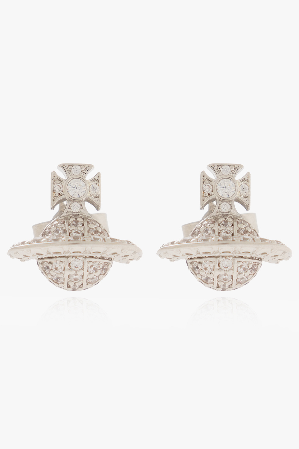 Silver 'Carmela' earrings with logo Vivienne Westwood